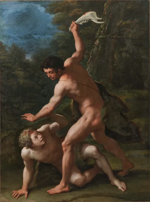 Framed Print : Cain slaying Abel, End of 17th-Early 18th century. Creator: De Matteis, Paolo (1662-1728) Framed Print : Cain slaying Abel, End of 17th-Early 18th century. Creator: De Matteis, Paolo (1662-1728)