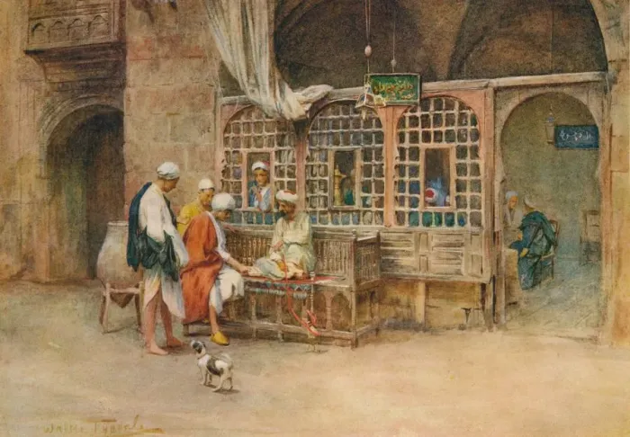 Framed Print : A Cairene Cafe, c1905, (1912). Artist: Walter Frederick Roofe Tyndale Framed Print : A Cairene Cafe, c1905, (1912). Artist: Walter Frederick Roofe Tyndale