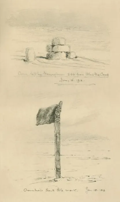 Framed Print : Cairn Left By The Norwegians, and Amundsens South Pole Mark, January 1912, (1913) Framed Print : Cairn Left By The Norwegians, and Amundsens South Pole Mark, January 1912, (1913)
