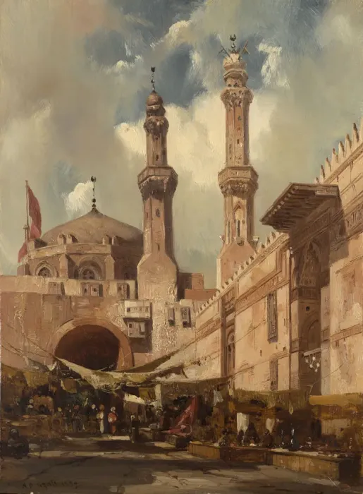 Framed Print : A Cairo Bazaar, 1839. Creator: Adrien Dauzats Framed Print : A Cairo Bazaar, 1839. Creator: Adrien Dauzats