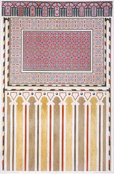Cairo: Decoration of the El Bordeyny Mosque: geometric patterns of the mosaic of the Mihrab, pub