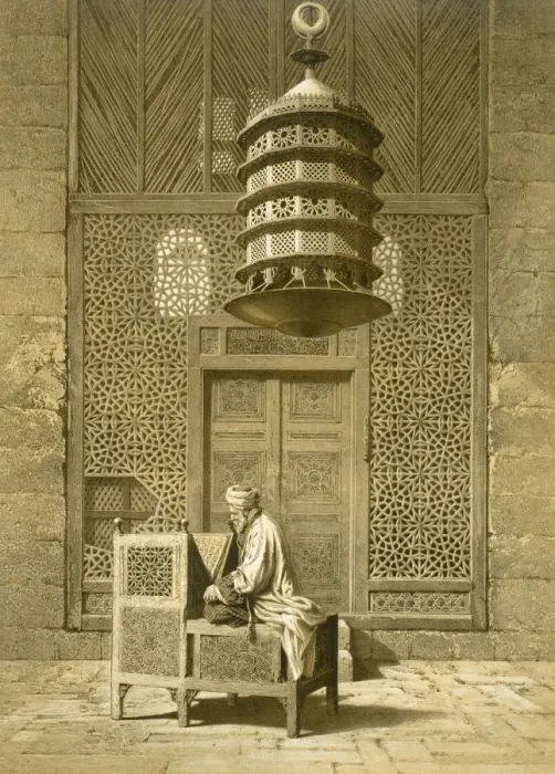Framed Print : Cairo: Funerary or Sepuchral Mosque of Sultan Barquoq seated Imam reading the Koran Framed Print : Cairo: Funerary or Sepuchral Mosque of Sultan Barquoq seated Imam reading the Koran
