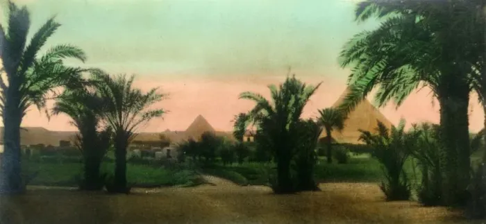 Framed Print : Cairo: Village near the Gizeh Pyramids, c1918-c1939. Creator: Unknown Framed Print : Cairo: Village near the Gizeh Pyramids, c1918-c1939. Creator: Unknown