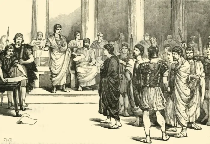 Framed Print : The Caitlinarian Conspirators Before The Senate, 1890. Creator: Unknown Framed Print : The Caitlinarian Conspirators Before The Senate, 1890. Creator: Unknown