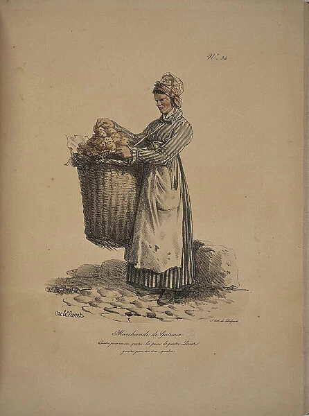 Cake seller. From the Series 'Cris de Paris' (The Cries of Paris), 1815. Creator: Vernet, Carle (1758-1836). Cake seller. From the Series 'Cris de Paris' (The Cries of Paris), 1815. Creator: Vernet, Carle (1758-1836)