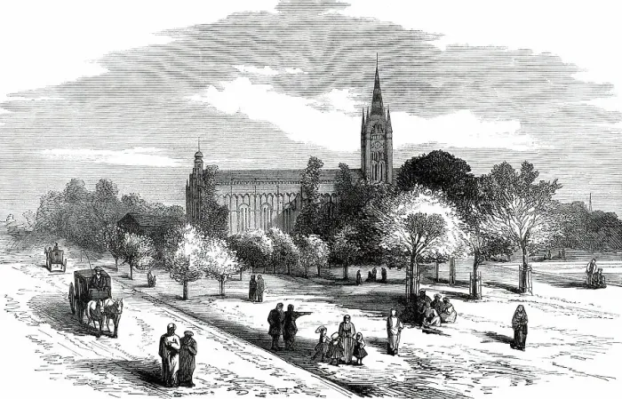 Framed Print : Calcutta Cathedral, from a sketch by one of our special artists, 1876. Creator: Unknown Framed Print : Calcutta Cathedral, from a sketch by one of our special artists, 1876. Creator: Unknown