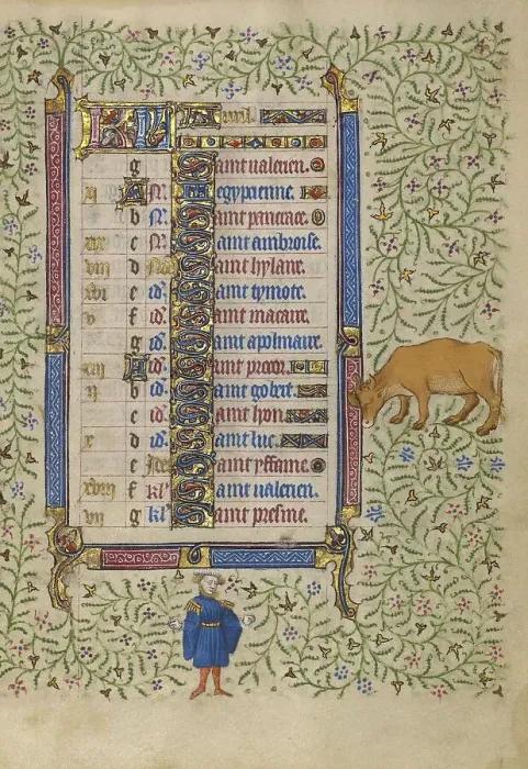 Framed Print : Calendar Page for April: Picking Flowers: Taurus; Book of Hours, about 1410. Creator: Unknown Framed Print : Calendar Page for April: Picking Flowers: Taurus; Book of Hours, about 1410. Creator: Unknown