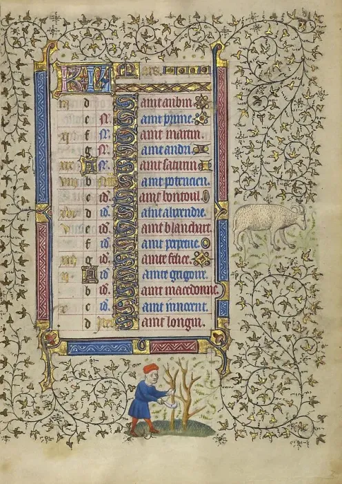 Framed Print : Calendar Page for March: Pruning Trees: Aries; Book of Hours, about 1410. Creator: Unknown Framed Print : Calendar Page for March: Pruning Trees: Aries; Book of Hours, about 1410. Creator: Unknown