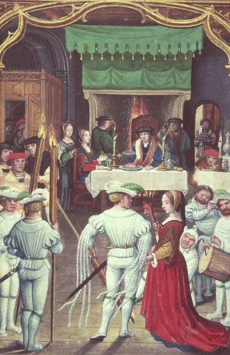 Framed Print : Calendar scene for February: Feasting and dancing, 1520-1530. Creator: Unknown Framed Print : Calendar scene for February: Feasting and dancing, 1520-1530. Creator: Unknown