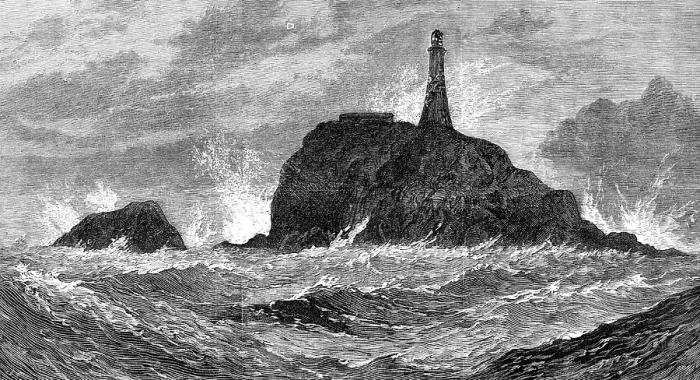 Framed Print : The Calf-Rock Lighthouse, Bantry Bay, destroyed by the late storm, 1881. Creator: Unknown Framed Print : The Calf-Rock Lighthouse, Bantry Bay, destroyed by the late storm, 1881. Creator: Unknown