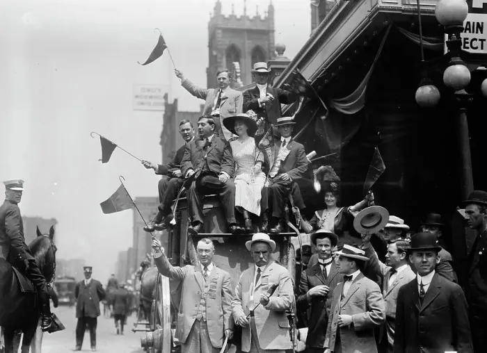 Framed Print : California delegates cheering on stagecoach at the 1912 Republican National Conv... June 18-22, 1912 Creator: Bain News Service Framed Print : California delegates cheering on stagecoach at the 1912 Republican National Conv... June 18-22, 1912 Creator: Bain News Service