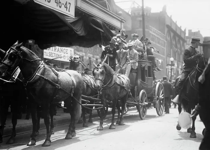 Framed Print : California delegates on stagecoach at the 1912 Republican National Convention held at the...1912. Creator: Bain News Service Framed Print : California delegates on stagecoach at the 1912 Republican National Convention held at the...1912. Creator: Bain News Service