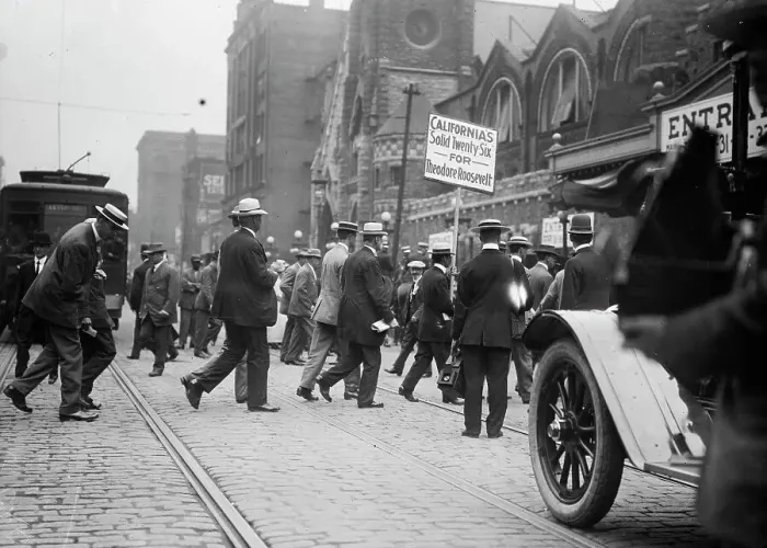 Framed Print : Cal[ifornia] Delegation entering Coliseum, 1912. Creator: Bain News Service