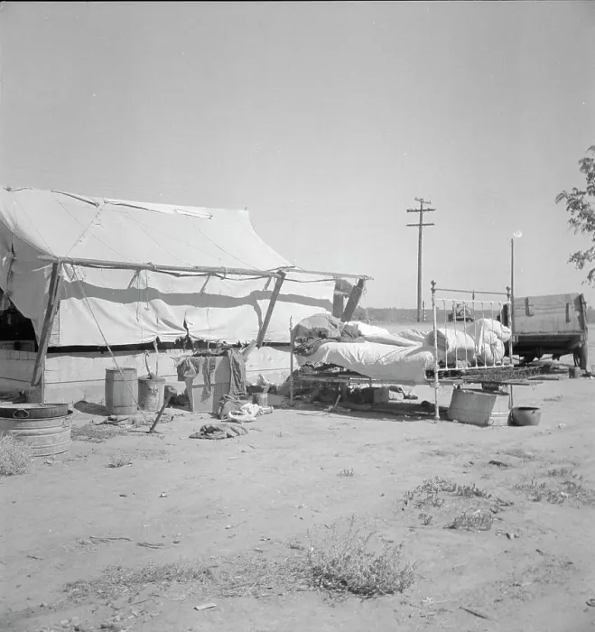 Framed Print : California home of Oklahoma drought refugee, 1936. Creator: Dorothea Lange Framed Print : California home of Oklahoma drought refugee, 1936. Creator: Dorothea Lange