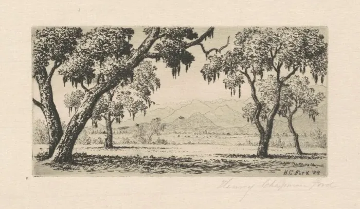 Framed Print : California Landscape, 1888. Creator: Henry Chapman Ford Framed Print : California Landscape, 1888. Creator: Henry Chapman Ford