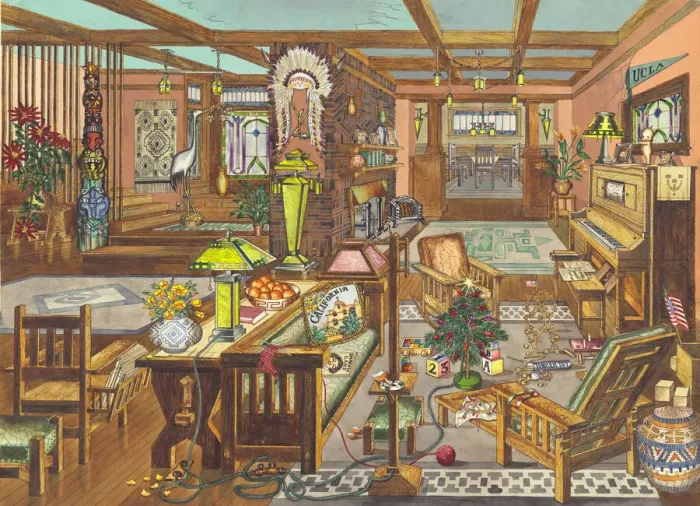 Framed Print : California Mission Style Interior, 1946. Creator: Perkins Harnly
