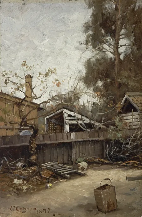 Framed Print : A California Back Yard, 1894. Creator: Charles Conner Framed Print : A California Back Yard, 1894. Creator: Charles Conner
