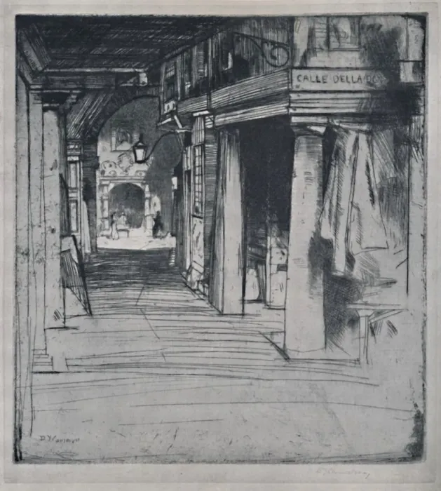 Framed Print : Calle Della Donna, c1900, (1925). Creator: David Young Cameron Framed Print : Calle Della Donna, c1900, (1925). Creator: David Young Cameron