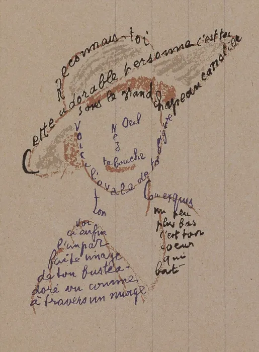 Framed Print : Calligram: 'Reconnais-toi', poem to Louise de Coligny-Chatillon, February 9, 1915, 1915. Creator: Apollinaire, Guillaume (1880-1918) Framed Print : Calligram: 'Reconnais-toi', poem to Louise de Coligny-Chatillon, February 9, 1915, 1915. Creator: Apollinaire, Guillaume (1880-1918)