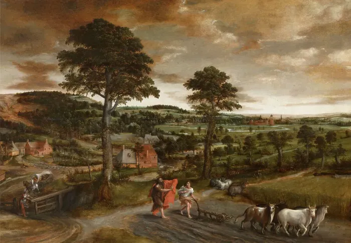 Framed Print : The Calling of Elisha, 1572. Creator: Massys (Matsys), Jan (1510-1575) Framed Print : The Calling of Elisha, 1572. Creator: Massys (Matsys), Jan (1510-1575)