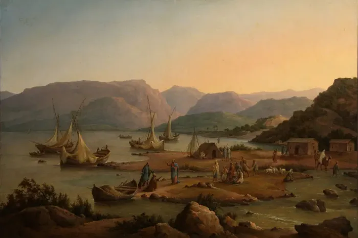 Framed Print : The Calling of the First Apostles, 1866. Artist: Chernetsov, Nikanor Grigoryevich (1805-1879) Framed Print : The Calling of the First Apostles, 1866. Artist: Chernetsov, Nikanor Grigoryevich (1805-1879)