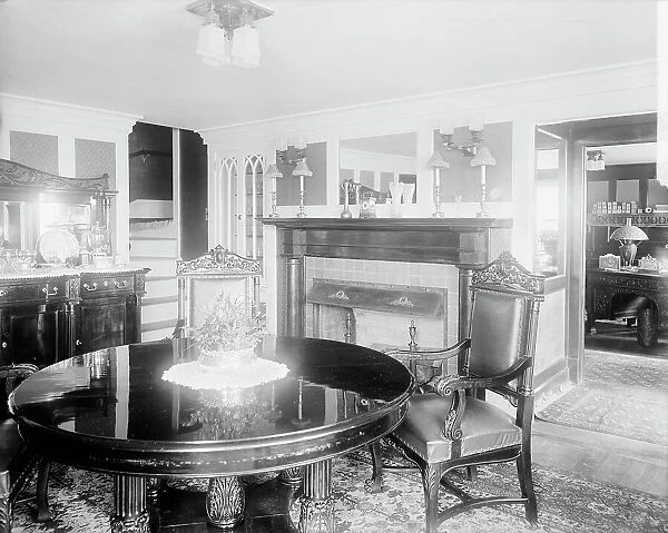 Calloway residence, interior, round table, Mamaroneck, N.Y. between 1900 and 1915. Creator: William H. Jackson
