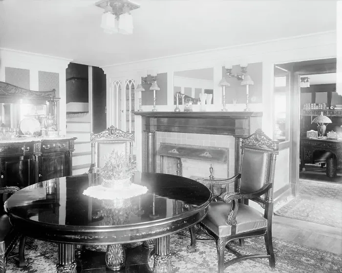 Framed Print : Calloway residence, interior, round table, Mamaroneck, N.Y. between 1900 and 1915. Creator: William H. Jackson Framed Print : Calloway residence, interior, round table, Mamaroneck, N.Y. between 1900 and 1915. Creator: William H. Jackson