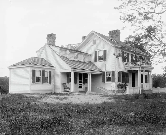 Framed Print : Calloway residence, back porch, with chair, Mamaroneck, N.Y. between 1900 and 1915. Creator: William H. Jackson Framed Print : Calloway residence, back porch, with chair, Mamaroneck, N.Y. between 1900 and 1915. Creator: William H. Jackson