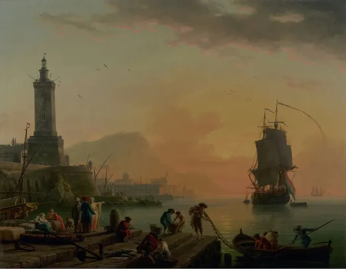 Framed Print : A Calm at a Mediterranean Port, 1770. Creator: Claude-Joseph Vernet Framed Print : A Calm at a Mediterranean Port, 1770. Creator: Claude-Joseph Vernet
