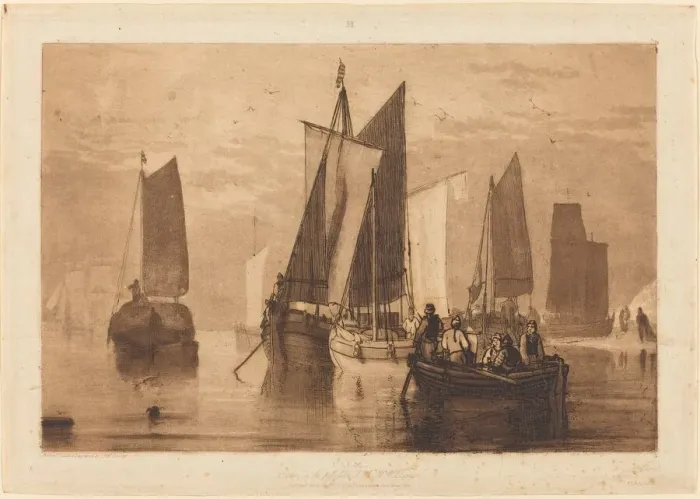 Framed Print : Calm, published 1812. Creator: JMW Turner Framed Print : Calm, published 1812. Creator: JMW Turner