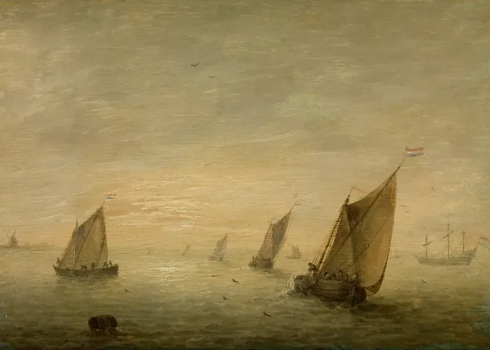 Framed Print : Calm Sea, c1621-1653. Creator: Simon de Vlieger Framed Print : Calm Sea, c1621-1653. Creator: Simon de Vlieger