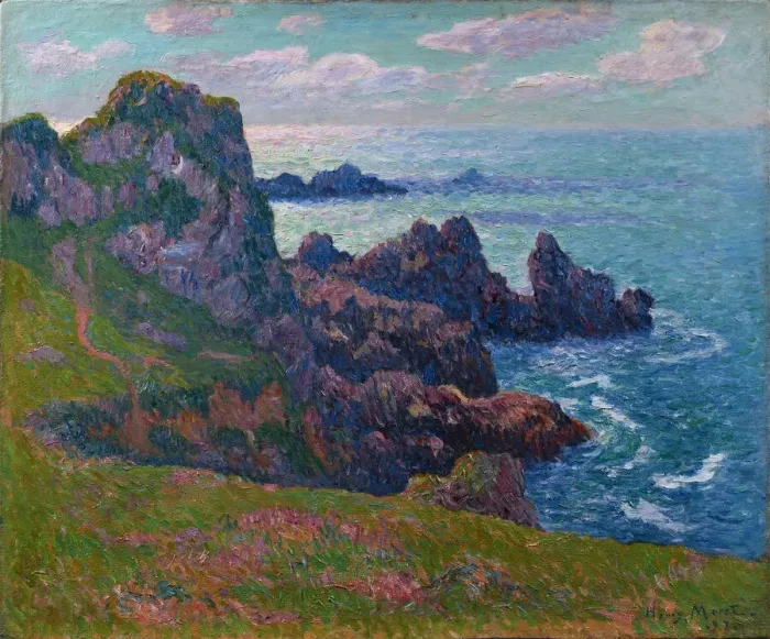 Framed Print : Calm weather, Coast at the Pointe de Pern, Ushant, 1894 Framed Print : Calm weather, Coast at the Pointe de Pern, Ushant, 1894
