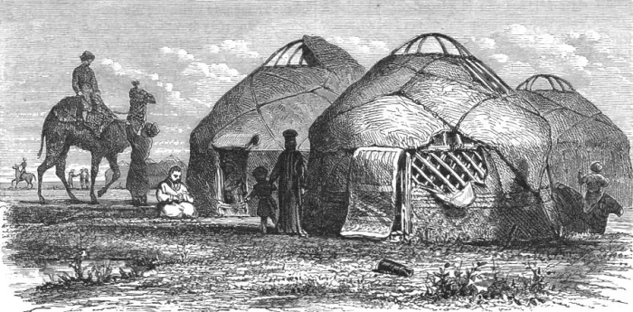 Framed Print : Calmuck encampment; A Journey on the Volga, 1875. Creator: Nicholas Rowe Framed Print : Calmuck encampment; A Journey on the Volga, 1875. Creator: Nicholas Rowe