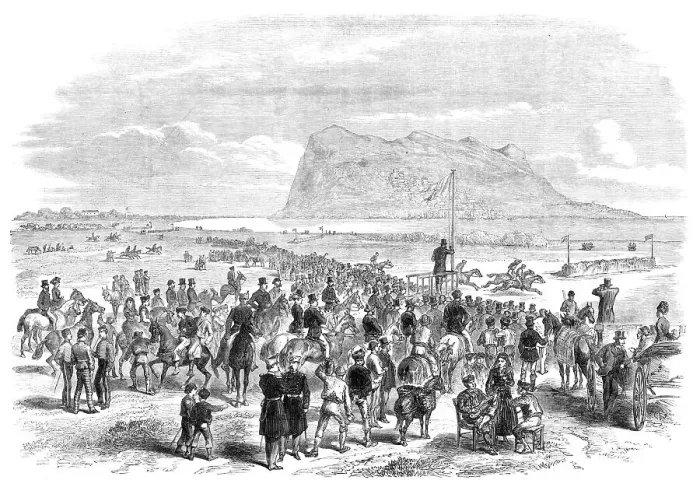 Framed Print : The Calpe Hunt Steeplechases, Gibraltar, 1870. Creator: Unknown Framed Print : The Calpe Hunt Steeplechases, Gibraltar, 1870. Creator: Unknown