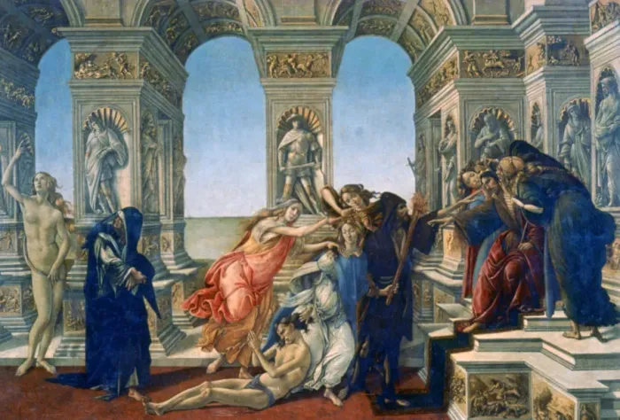 Framed Print : Calumny of Apelles, 1497-1498. Artist: Sandro Botticelli Framed Print : Calumny of Apelles, 1497-1498. Artist: Sandro Botticelli