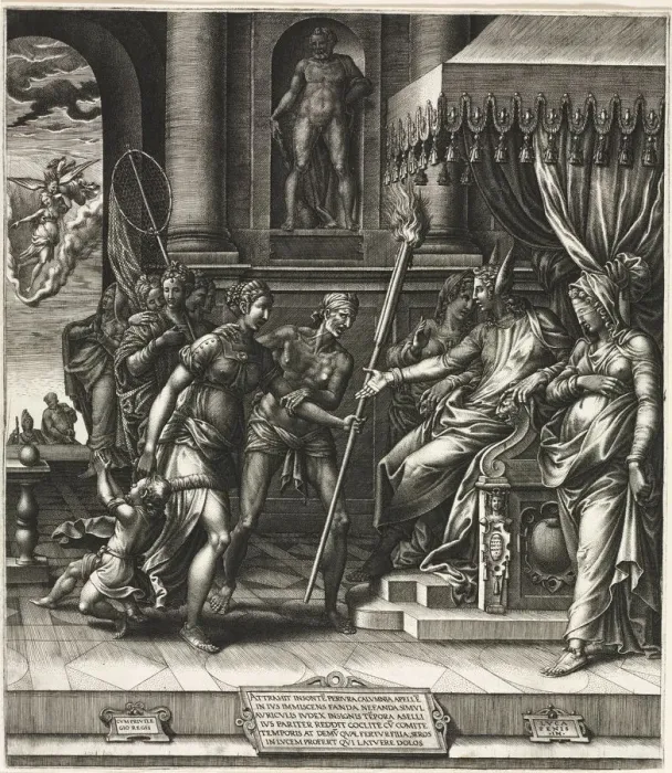 Framed Print : The Calumny of Apelles, 1560. Creator: Giorgio Ghisi (Italian, 1520-1582) Framed Print : The Calumny of Apelles, 1560. Creator: Giorgio Ghisi (Italian, 1520-1582)