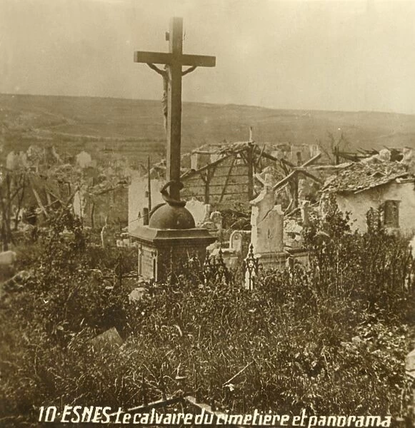Calvary at the cemetery of Esnes, northern France, c1914-c1918