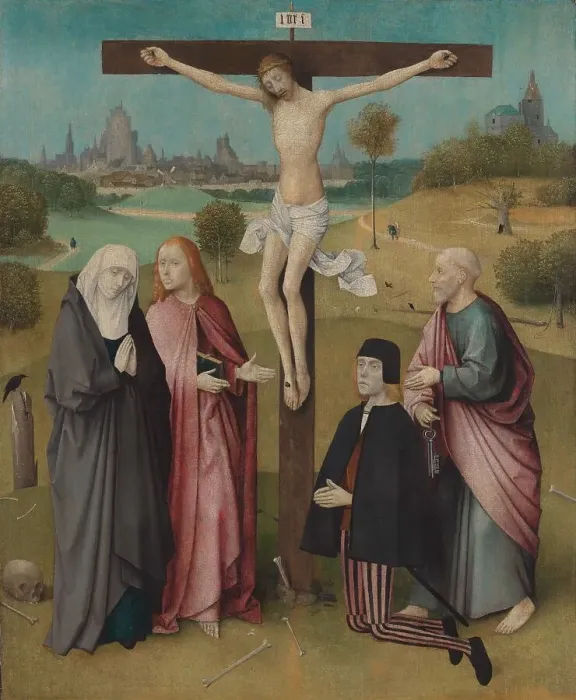Framed Print : Calvary with Donor, 1480-1485. Creator: Bosch; Hieronymus (c. 1450-1516) Framed Print : Calvary with Donor, 1480-1485. Creator: Bosch; Hieronymus (c. 1450-1516)