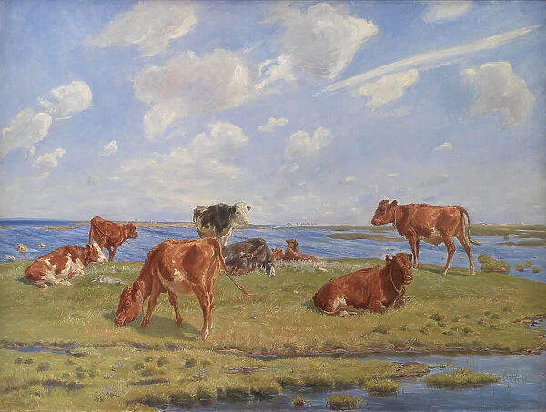 Calves by the coast, 1896. Creator: Theodor Esbern Philipsen
