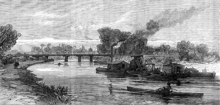 Framed Print : The Cam River improvements: dredging near Cambridge, 1869. Creator: Unknown Framed Print : The Cam River improvements: dredging near Cambridge, 1869. Creator: Unknown