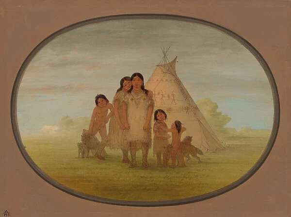 Camanchee Chiefs Children and Wigwam, 1861  /  1869. Creator: George Catlin