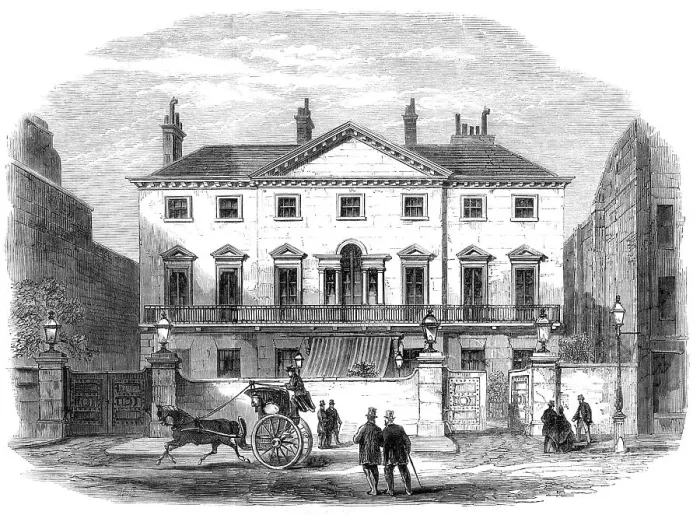 Framed Print : Cambridge House, Piccadilly, the town residence of Lord Palmerston, 1865. Creator: Unknown Framed Print : Cambridge House, Piccadilly, the town residence of Lord Palmerston, 1865. Creator: Unknown