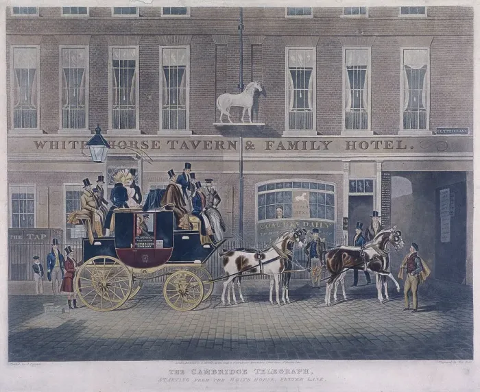 Framed Print : Cambridge Telegraph, Fetter Lane, London, c1830. Artist: George Hunt Framed Print : Cambridge Telegraph, Fetter Lane, London, c1830. Artist: George Hunt