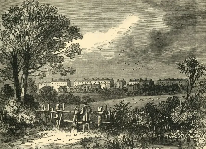 Framed Print : Camden Town, from the Hampstead Road, Marylebone, 1780, (c1876). Creator: Unknown Framed Print : Camden Town, from the Hampstead Road, Marylebone, 1780, (c1876). Creator: Unknown