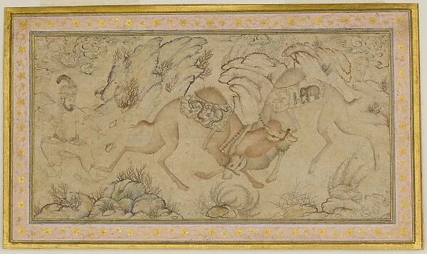 Two Camels Fighting, late 16th-early 17th century. Creator: Unknown