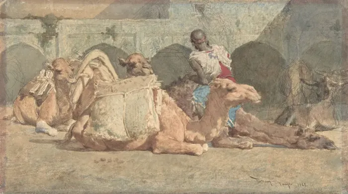 Framed Print : Camels Reposing, Tangiers, ca. 1854-74. Creator: Mariano Jose Maria Bernardo Fortuny y Framed Print : Camels Reposing, Tangiers, ca. 1854-74. Creator: Mariano Jose Maria Bernardo Fortuny y