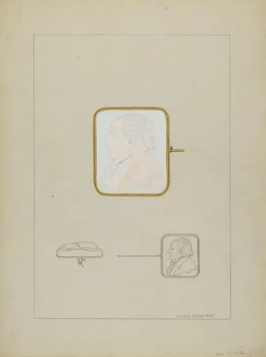 Framed Print : Cameo Brooch, 1936. Creator: Marie Famularo Framed Print : Cameo Brooch, 1936. Creator: Marie Famularo