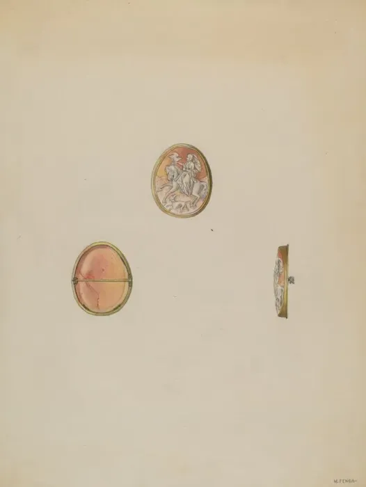 Framed Print : Cameo Brooch, c. 1936. Creator: Michael Fenga Framed Print : Cameo Brooch, c. 1936. Creator: Michael Fenga