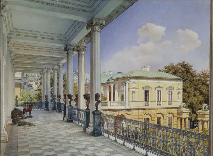 Framed Print : Cameron Gallery in Tsarskoye Selo, 1859. Artist: Premazzi, Ludwig (Luigi) (1814-1891) Framed Print : Cameron Gallery in Tsarskoye Selo, 1859. Artist: Premazzi, Ludwig (Luigi) (1814-1891)