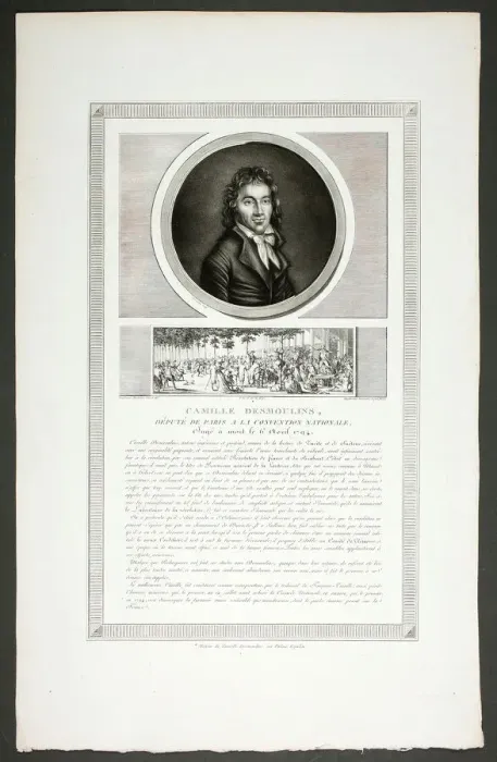 Framed Print : Camille Desmoulins, Parisian Deputy to the National Convention, from Tableaux histori... 1798-1804. Creator: Charles Francois Gabriel Levachez Framed Print : Camille Desmoulins, Parisian Deputy to the National Convention, from Tableaux histori... 1798-1804. Creator: Charles Francois Gabriel Levachez